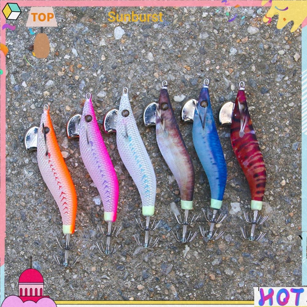 [Sunburst11.th] เหยื่อตกปลาจําลอง แบบเรืองแสง พร้อมตะขอปลาหมึก