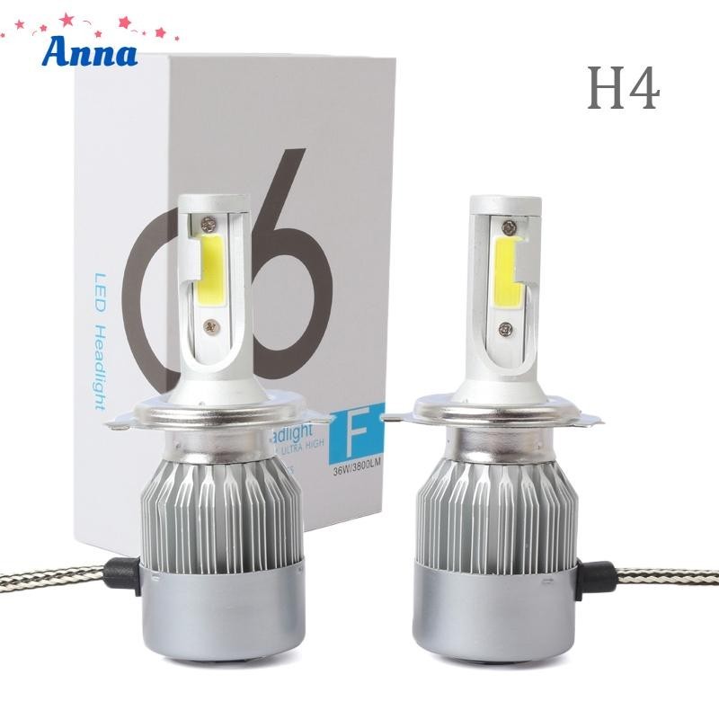 【Anna】Durable 1 Pair Headlight C6 12000LM High/Low Beam Super Bright H4 LED Lights
