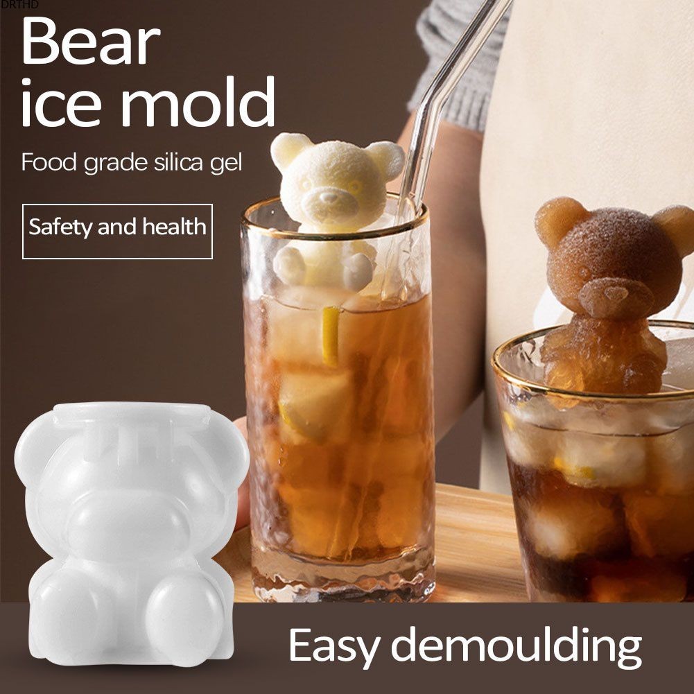 [สต็อก] 3D ตุ๊กตาหมี ICE CUBE แม่พิมพ์ซิลิโคนเครื่องทำน้ำแข็งแม่พิมพ์สำหรับวิสกี้ค็อกเทลกาแฟ DIY ไอศกรีมช็อกโกแลตเครื่องมืออุปกรณ์ครัว