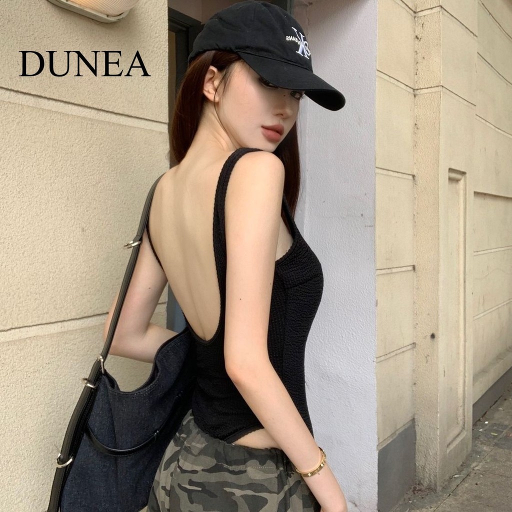 Dunea ชุดบอดี้สูท เปิดหลัง สไตล์เรโทร อเมริกัน สําหรับผู้หญิง
