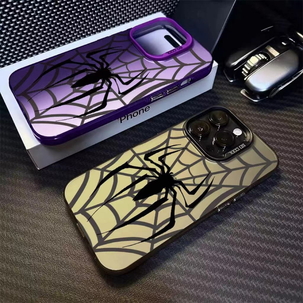 เคสโทรศัพท์มือถือ ซิลิโคนแข็ง กันกระแทก ลายแมงมุม สีดํา สําหรับ IPhone 11 12 13 14 15 Pro MAX SE2020 7 8 X XR PLUS XS MAX