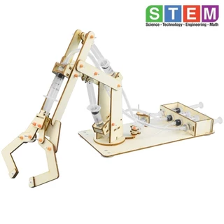 T-M58 ชุดประกอบไม้ มือจับ แขนกล ไฮดรอลิก Hydraulic Robot Arm Wooden Kit STEM Education ของเล่นเสริมทักษะ เสริมพัฒนากา...