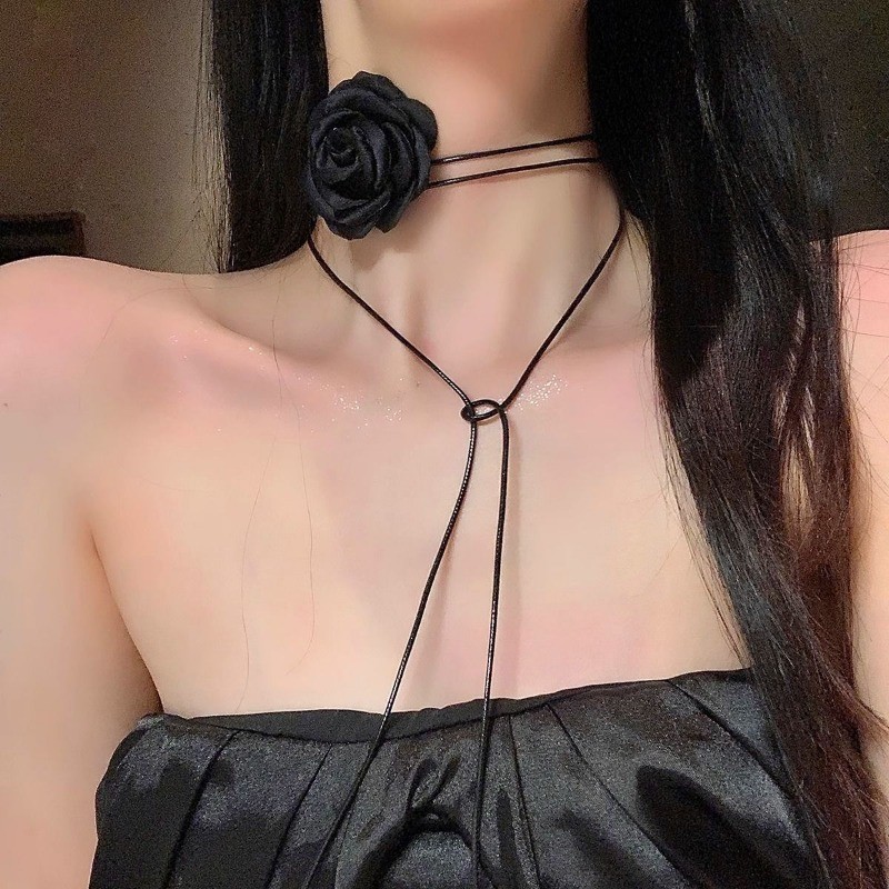 Super Fairy Sweet Camellia สร้อยคอผู้หญิง Rose Choker Clavicle Chain อุปกรณ์เสริม - รูปที่ 4