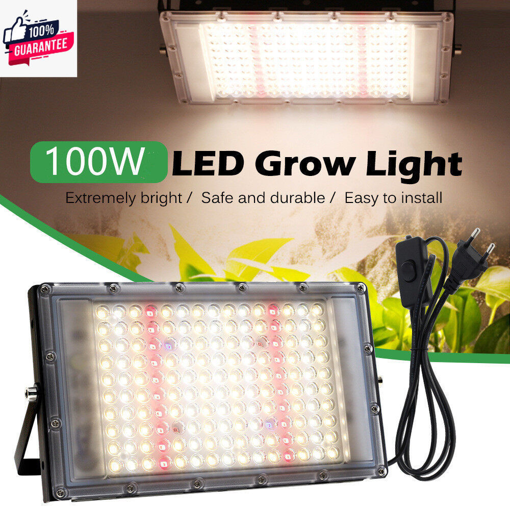 220V Full Spectrum LED Grow Light 50W/100W/300W ไฟปลุกต้นไม้ ไฟต้นไม้ตัวเร็ว แสงขาว แสงธรรมชาติ มีสวิตช์ปิดเปิด สายไฟยาว