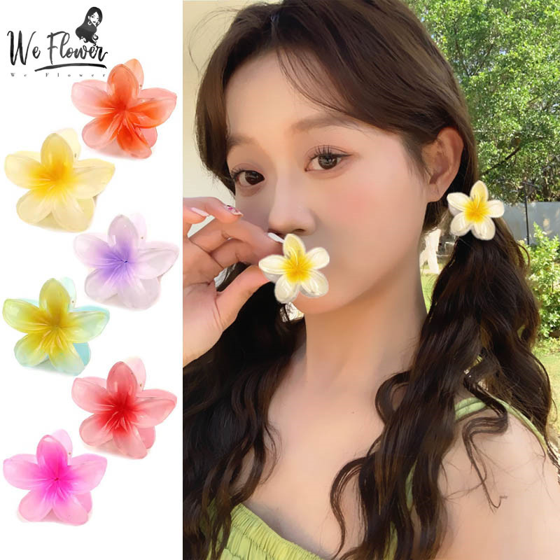 We Flower เกาหลี หวาน มินิ ดอกไม้ กิ๊บก้ามปู สําหรับผู้หญิง เด็กผู้หญิง ฮาวาย ฤดูร้อน วันหยุด พลัมเมอเรีย กิ๊บถักเปีย กิ๊บ