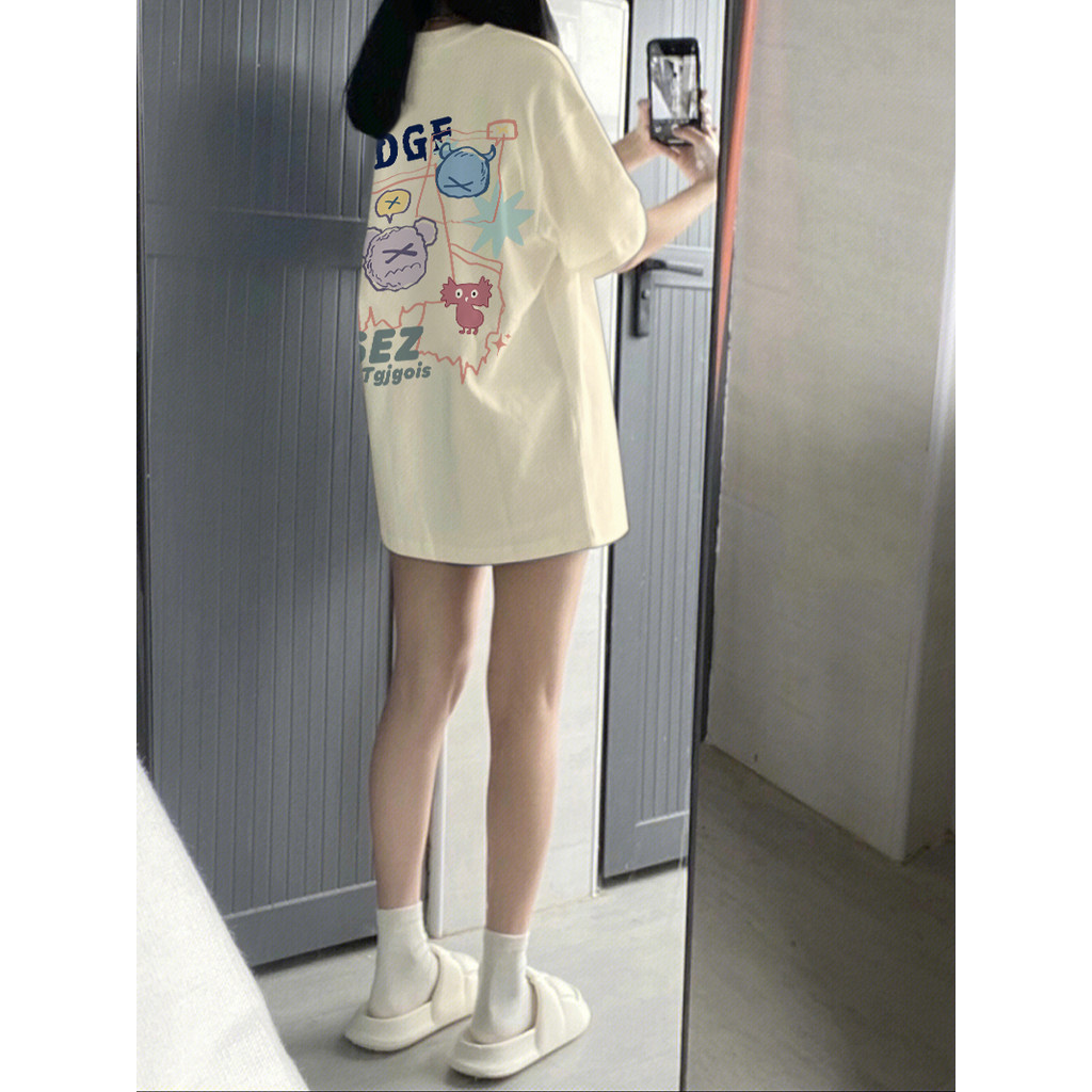 COD✅ (กรุงเทพจัดส่งสินค้า)Mao Shop ผ้าฝ้ายแขนสั้นหลวม OVERSIZE 2024 ฤดูร้อนใหม่ เทรนด์เกาหลี ขนาด(S-XXXL)