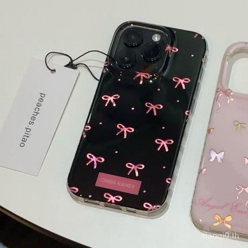 เคสป้องกันโทรศัพท์มือถือ แบบนิ่ม ลายโบว์ กันกระแทก สําหรับ iPhone 7 8 Plus x xs xr xsmax 11 12 13 14 15 Pro max 4EXQ