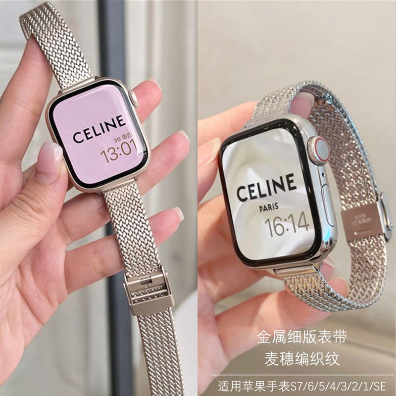 นาฬิกา iwatch7รุ่น654321สายคล้องโซ่หูโลหะบางสำหรับ applewatch8แอปเปิ้ล SE