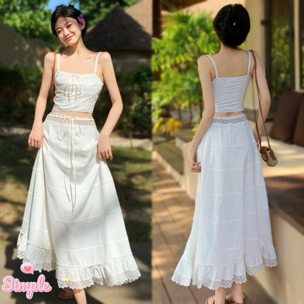 SimpleStore เรือจากกรุงเทพฯ เสื้อเชิ๊ตประดับลูกไม้แฟชั่นและเซ็กซี่ ชุดกระโปรงยาวลูกไม้ทรงสลิม 120