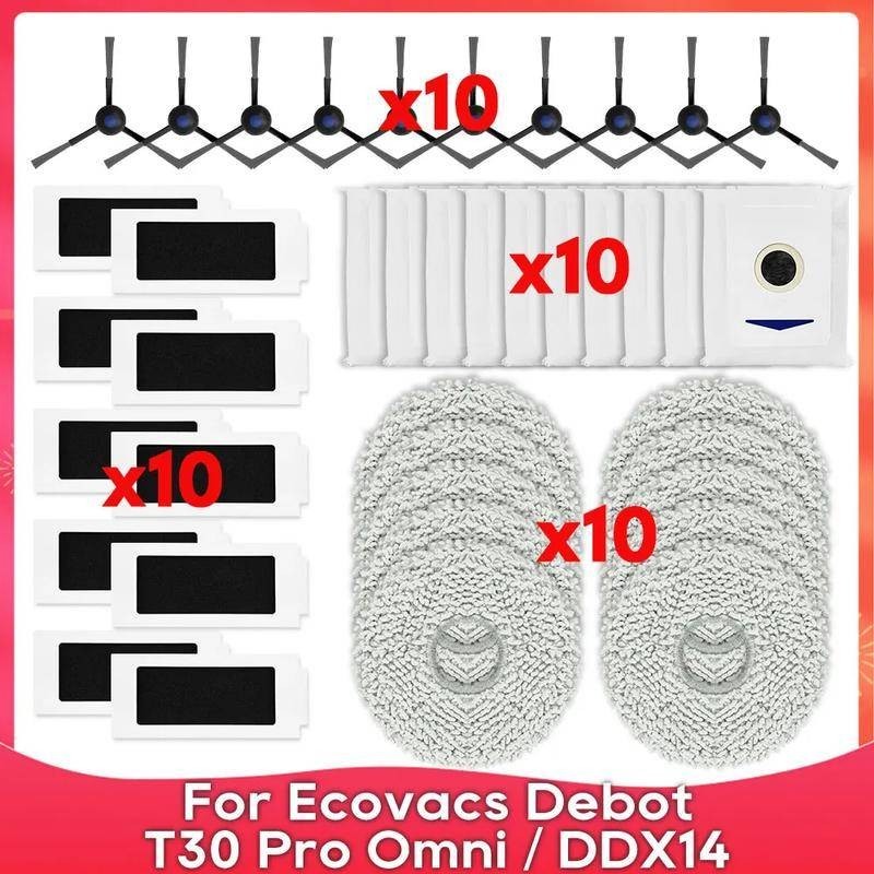 Ecovacs Debot T30 Pro Omni / DDX14 อุปกรณ์เสริมหุ่นยนต์ดูดฝุ่น แปรงด้านข้าง แผ่นกรอง Hepa ผ้าถูพื้น ถุงเก็บฝุ่น อะไหล่สํารอง