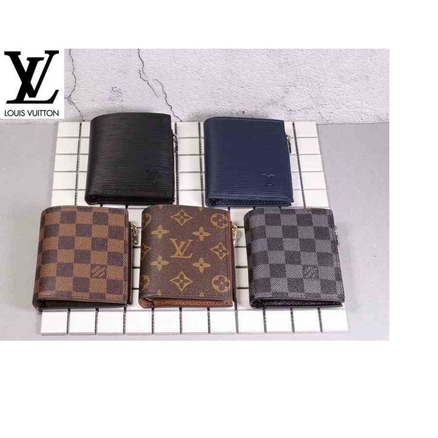 หลุยส์วิตตอง Louis Vuitton LV ออกแบบกระเป๋า m64007 กระเป๋าสตางค์สั้นสำหรับผู้ชายและผู้หญิงกระเป๋าหนังแท้ซิปการ์ด bx1l