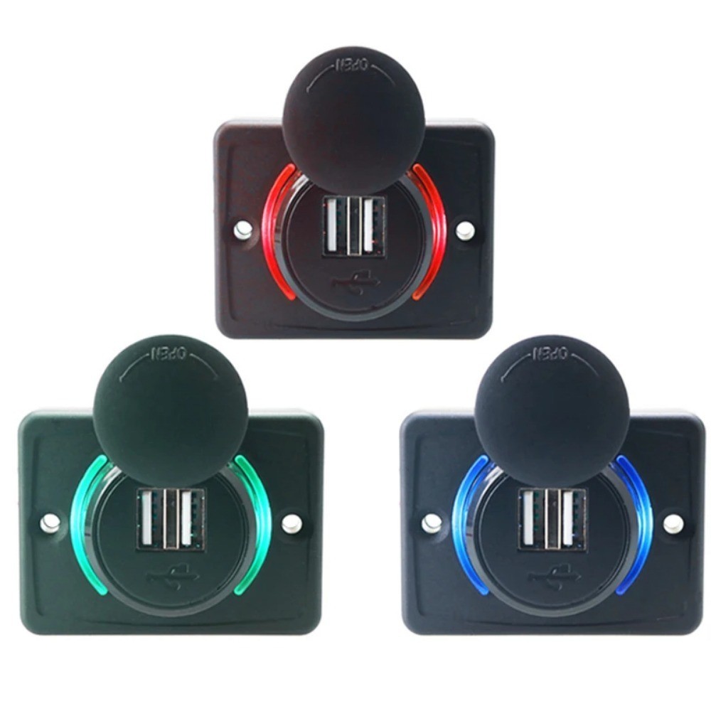 Universal Car Charge Socket 12-24V 3.1A Dual USB Plug Charger Power Outlet อุปกรณ์เสริมสําหรับ Camper Caravan RV Bus เรืออุปกรณ์เสริม
