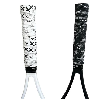 Amber เทนนิส Racquet Sweatband, Matte พิมพ ์ ไม ้ แบดมินตัน Overgrips, Breathable Shock Absorption สีดําสีขาว Self-กาว Non-Slip Grip เทป