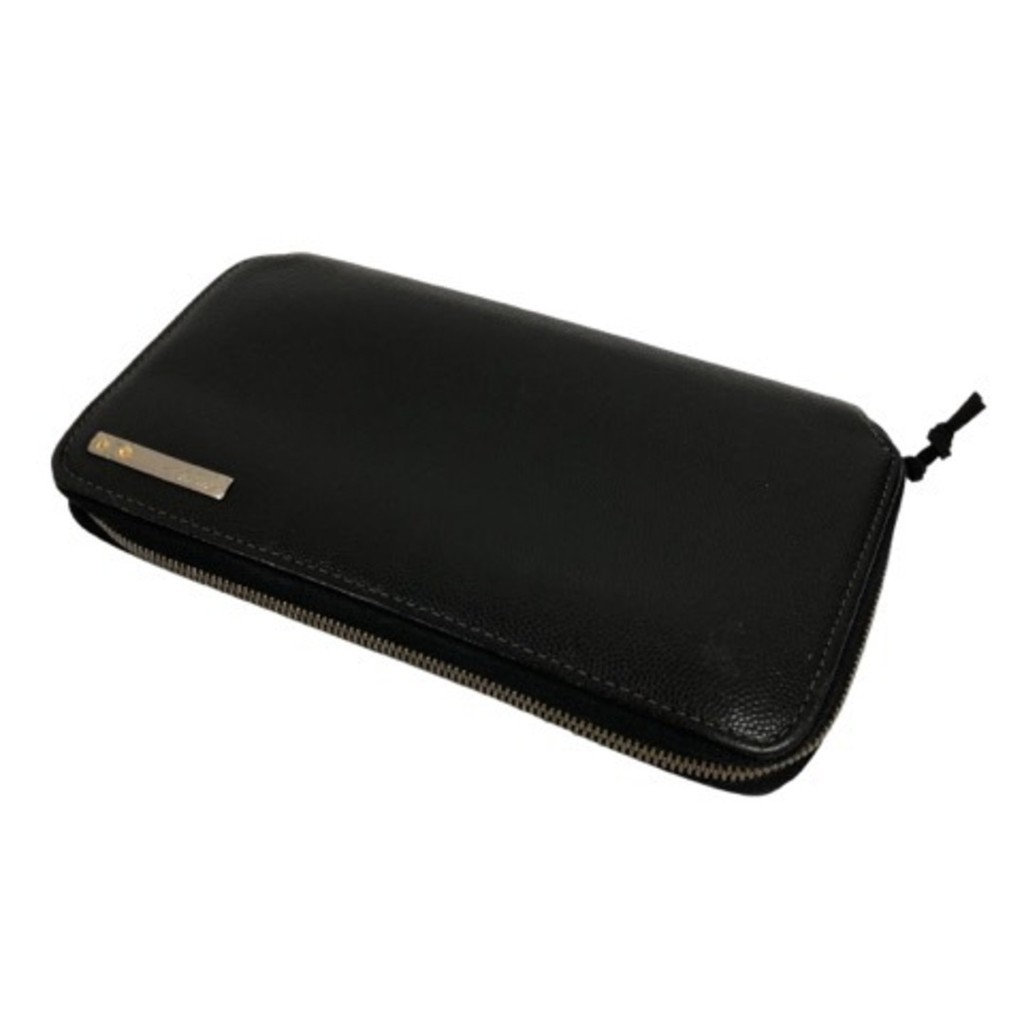 Cartier Cartier Long Wallet Round Zipper Leather Black Santos Direct from Japan Secondhand