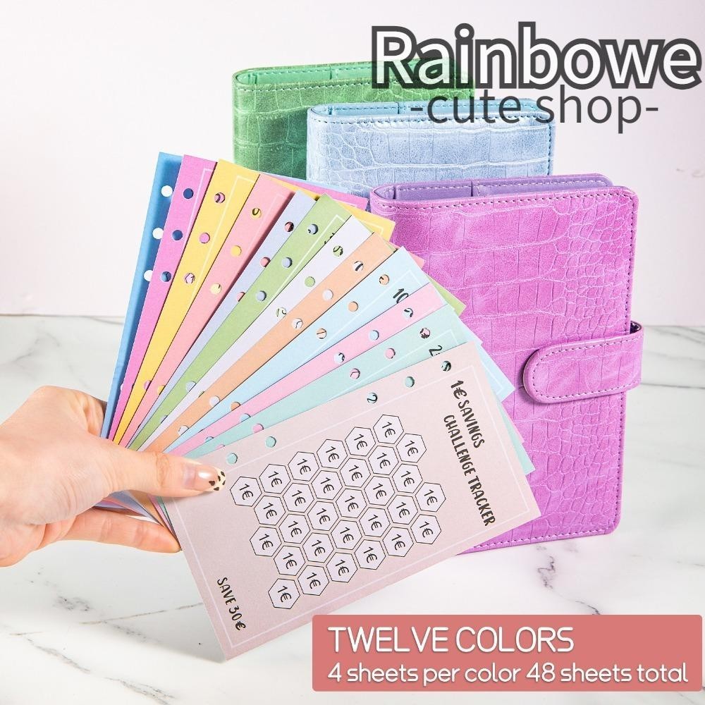 การ์ดประหยัดค่า RAINBOW 48 ชิ้น, 30 วันประหยัด A6 100 ซองซองเงินสด, USD ที่ใช้งานได้จริงง่ายต่อการบั