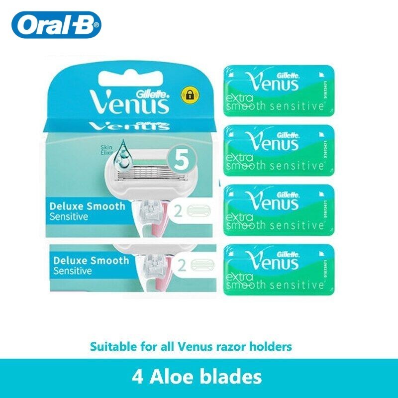 Gillette Venus มีดโกนใบมีด Aloe 5 ชั้นใบมีดโกนหนวดเหมาะสําหรับ Sensitive Skin 2 ชิ้นสบู่บาร์ชุดสําหร