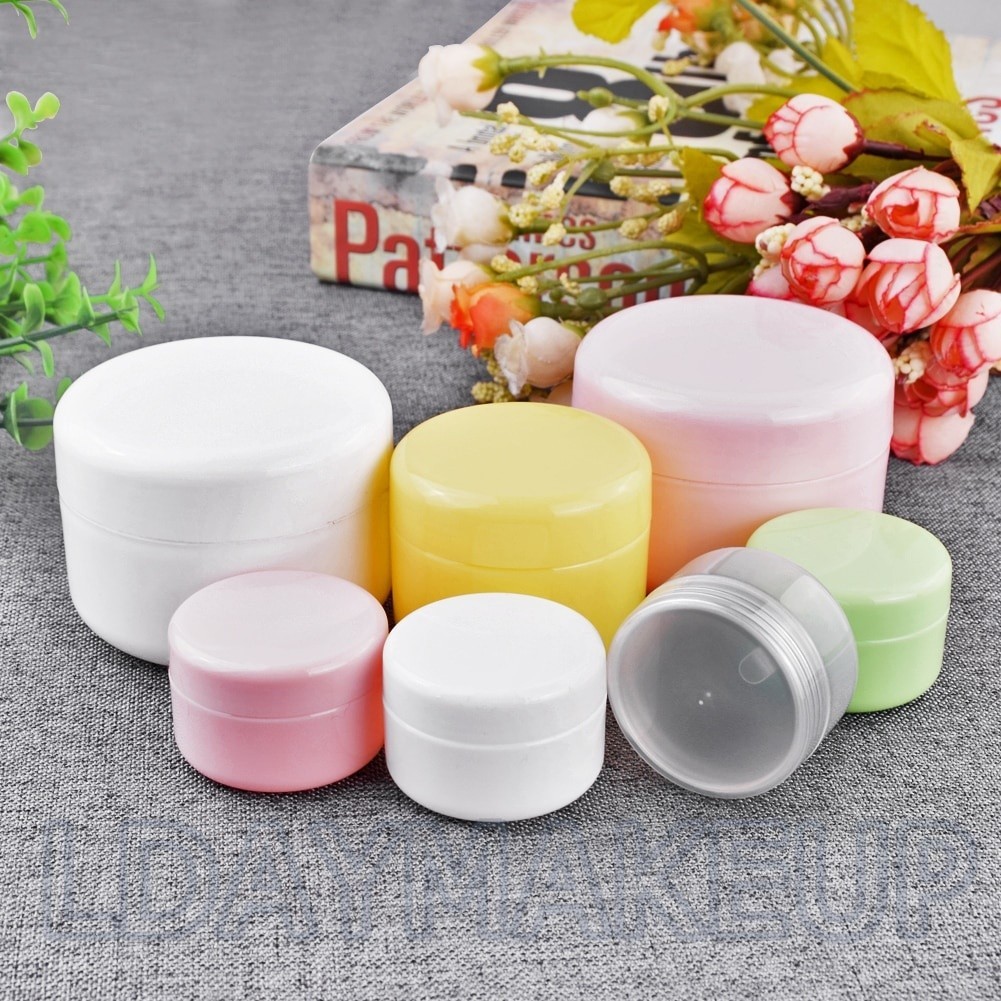 ขวดโหลพลาสติก ทรงกลม ขนาด 10 กรัม 20 กรัม 30 กรัม สามารถเติมได้ สีสันสดใส สําหรับใส่เครื่องสําอาง ครีมบํารุงผิวหน้า ใช้ซ้ําได้