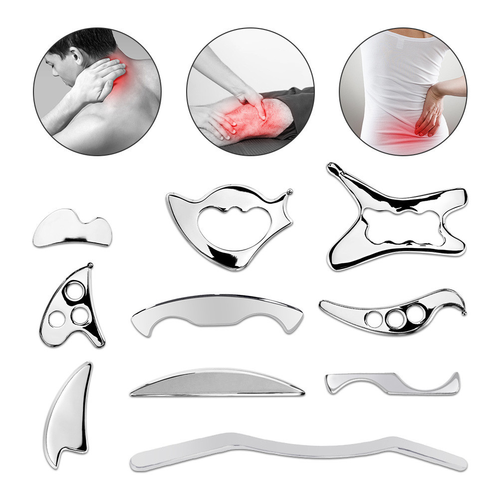 ชุดเครื่องมือนวดกล้ามเนื้อ สเตนเลส กัวซา 10 แบบ IASTM นิ่มมาก สําหรับผ่อนคลายกล้ามเนื้อ ป้องกันเซลลูไลท์
