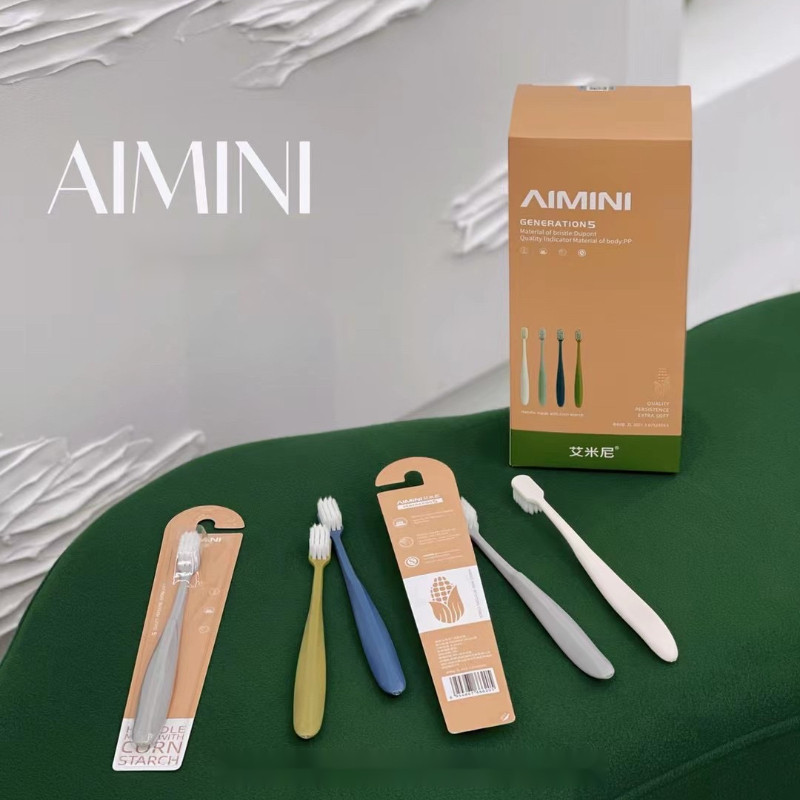 Aimini ดูไบข้าวโพด Starch A1 แปรงสีฟันแปรงสีฟัน Feather Soft หัวกว้างนําเข้าไหมแปรงเป็นมิตรกับสิ่งแว