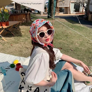 MUNCHX Headscarf, French Pastoral Style INS Style Headband Towel, Breathable Flower Printing Sun Protection Headband Girls