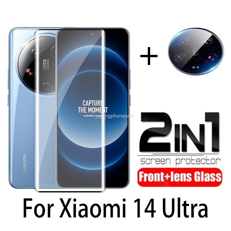 2in1 ฟิล์มกระจกนิรภัยกันรอยหน้าจอกล้อง 3D แบบใส บางพิเศษ กันรอยขีดข่วน สําหรับ Xiaomi 14 Ultra 2024
