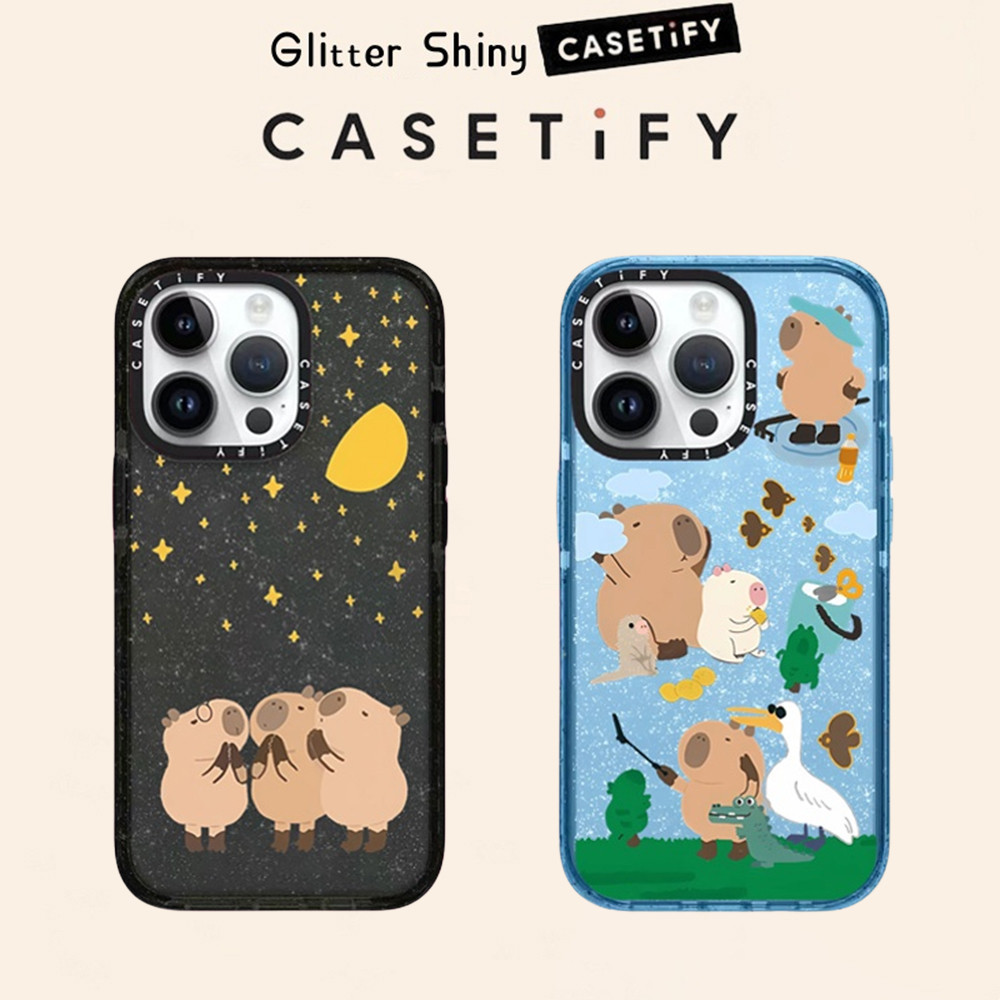 Casetify เคสโทรศัพท์มือถือ กันกระแทก ลาย GLITTER capybara สําหรับ IPhone 15 15 Pro 15 Pro Max 14 13 12 11 Pro Max