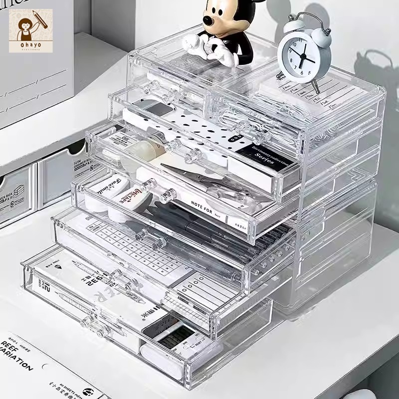 Ohayo กล่องเก็บของอเนกประสงค์ กล่องใส่ปากกาตั้งโต๊ะ ใช้ได้ทั้งแนวตั้งและแนวนอน