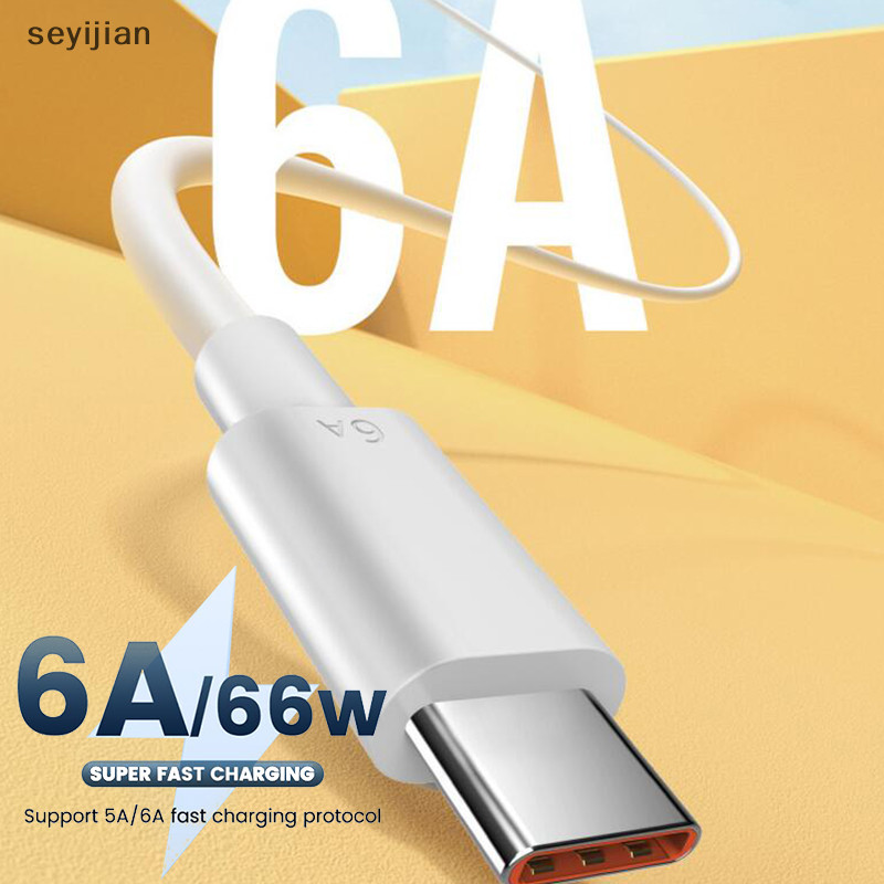 【Syj】สายชาร์จ Usb Type-c 6A 66W 1/1.5 ไมล์ ชาร์จไวมาก สําหรับ xiaomi Samsung Huawei TH