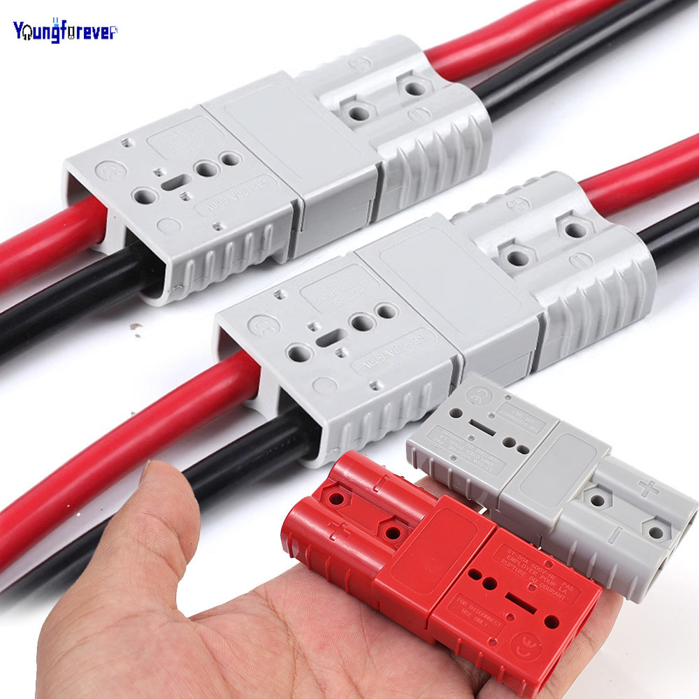 50a/120a ตัวเชื่อมต่อปลั๊กสาย Terminal 600V สีเทาสีแดง Quick Socket Connector Pins Lugs ทองแดงสําหรับ Anderson