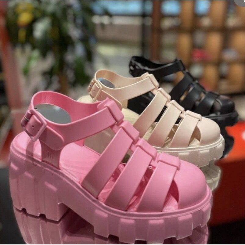 Melissa Retro รองเท้าแตะส้นหนาSoled Baotou รองเท้าแตะโรมันสุภาพสตรี Melissa