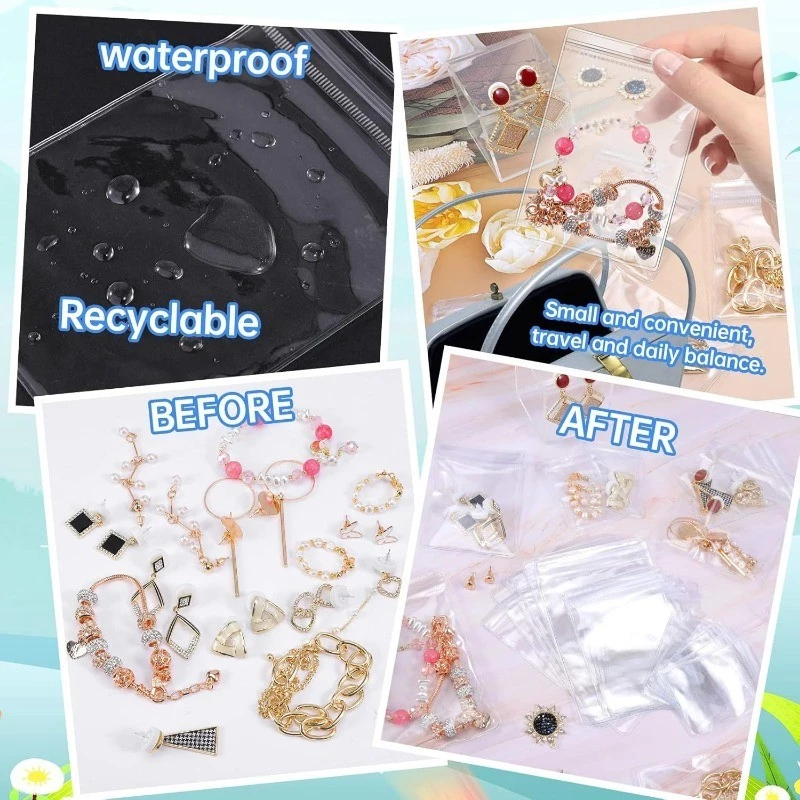 ถุงแพ็คเกจเครื่องประดับ PVC แบบใช้ซ้ําได้ - ถุงปิดผนึกด้วยตนเองแบบหนา - สร้อยคอต่างหูป้องกันการออกซิเดชั่น กระเป๋าจัดระเบียบแบบใส thumbnail 7