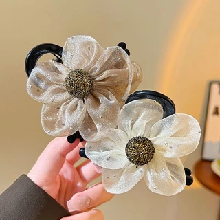 High-end Rhinestone ดอกไม้ Hairpin ผู้หญิงใหม่ผมหางม้าสูงอุปกรณ์เสริมผม