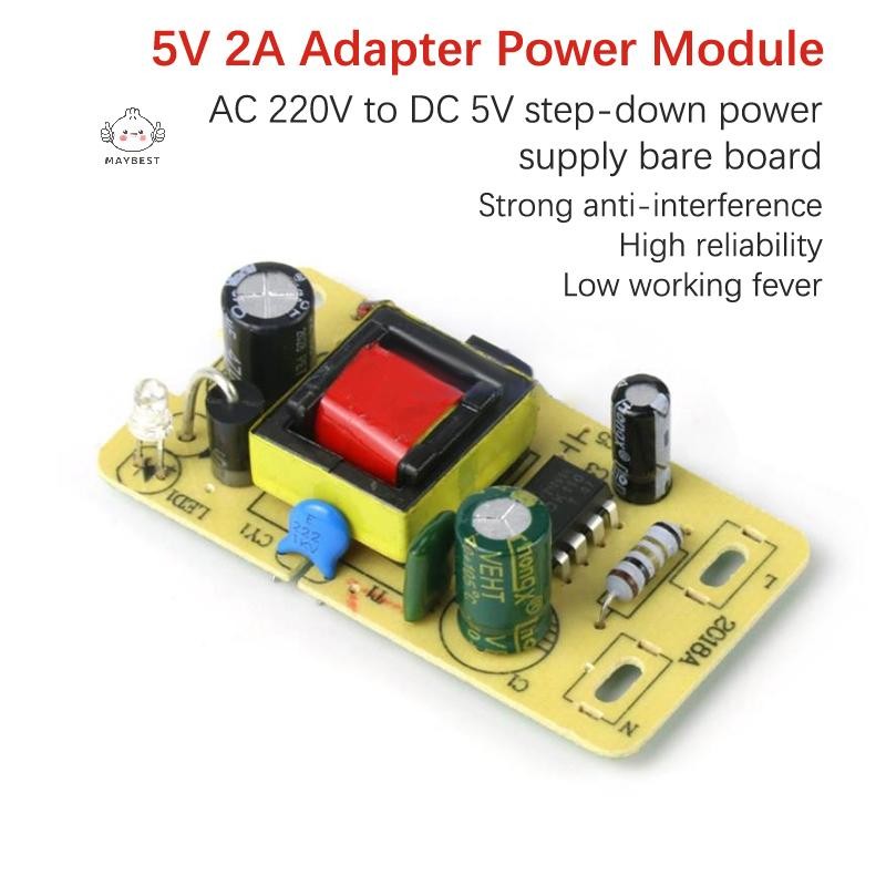 {maybest} โมดูลจ่ายไฟสลับอะแดปเตอร์ 5V 2A AC 220V ถึง 5V Step-Down บอร์ดจ่ายไฟ {TH}