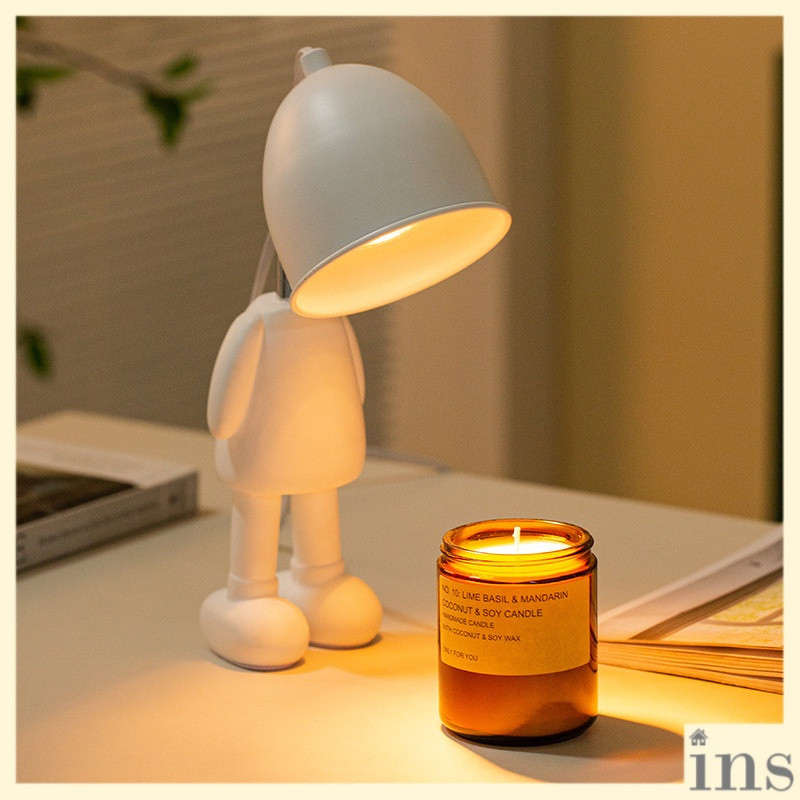 หุ่นยนต์ตุ๊กตาน้ํามันหอมระเหยเทียนอุ่น Burner โคมไฟกลางคืน Fire-free ตารางขี้ผึ้งละลายตกแต่งอุปกรณ์ป
