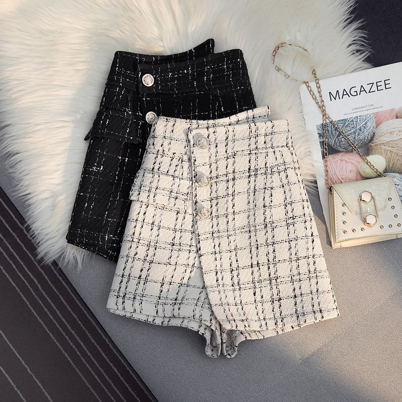 ccute พร้อมส่ง กางเกงขาสั้น งานผ้าทวิตอย่างดี กระเป๋าแต่ง แฟชั่นสไตล์สาวเกาหลี