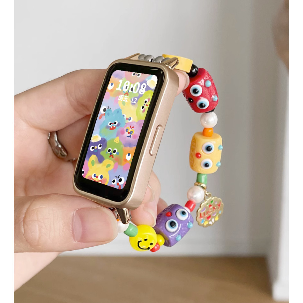 Little Monster Colorful Dopamine Watch Strap สายนาฬิกา Huawei Band 8 Strap สาย Huawei Band 6 bracel