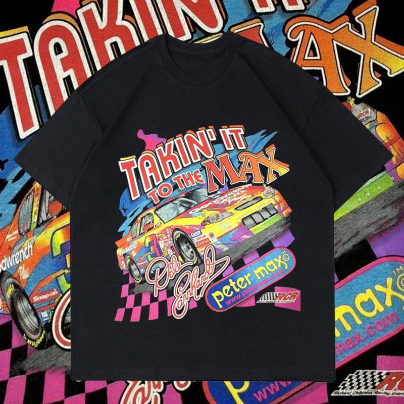 แฟชั่นใหม่ เสื้อยืด ลาย Nascar VINTAGE "PETERMAX" |เสื้อยืด ลาย Nascar RACING VINTAGE|เสื้อยืด ขนาดใ