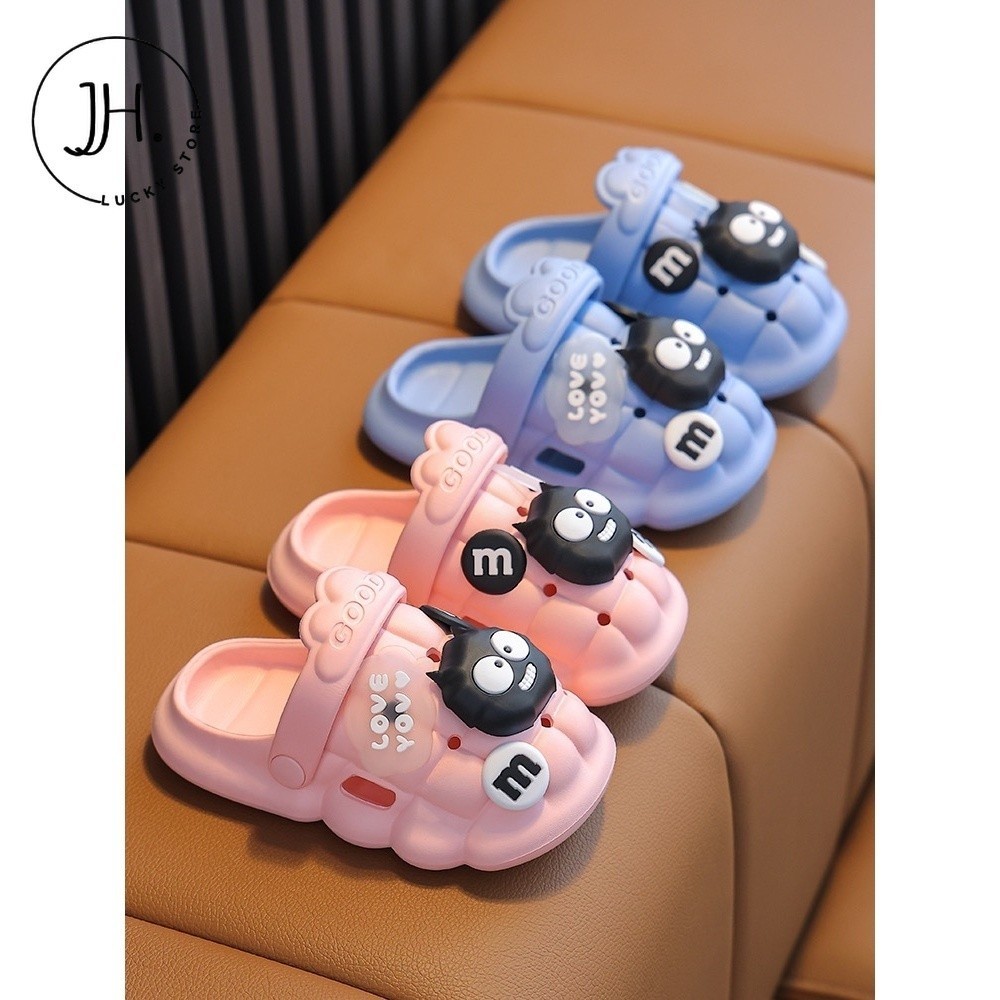JH.lucky รองเท้าเด็ก รัดส้นเด็ก  วัสดุEVA น้ำหนักเบา พื้นนุ่ม มีกันลื่น แต่งตุ๊กตา #sd026