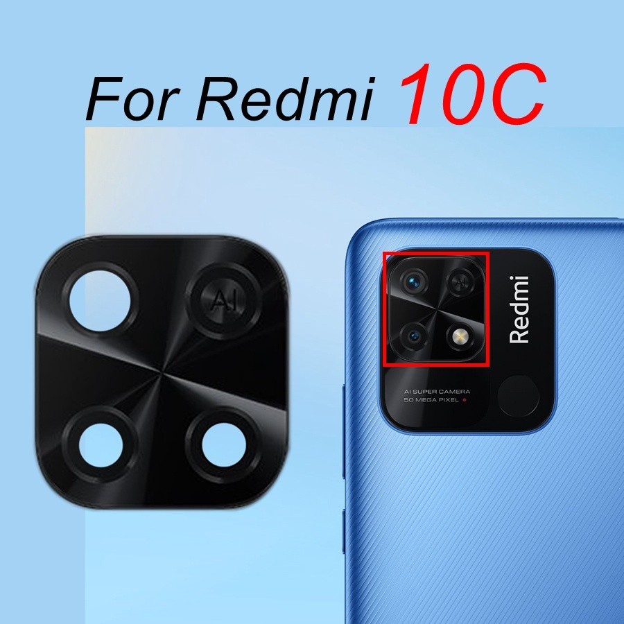 กระจกกล้องหลักด้านหลังสําหรับ Xiaomi Redmi 10C ฝาครอบเลนส์กล้องด้านหลังอะไหล่ทดแทนพร้อมเทปกาว 220333Qag 220333คิวบี 220333คิวนี่ 220333คิวแอล