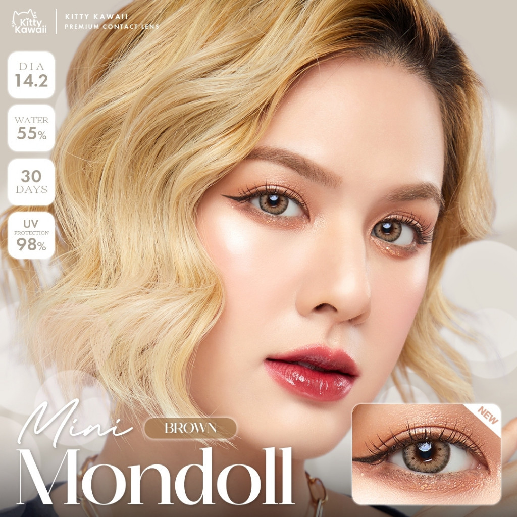 คอนแทคเลนส์ ขนาดมินิ Mini Mondoll (kittykawaii) สี : น้ำตาล / เทา / เขียว