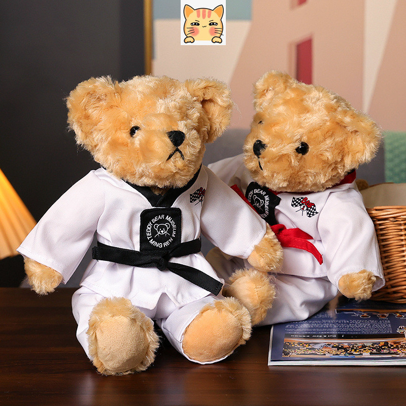 Bct【พร้อมส่ง】ตุ๊กตาหมีเทควันโดน่ารัก แบบนิ่ม ของขวัญวันเกิด สําหรับเด็ก