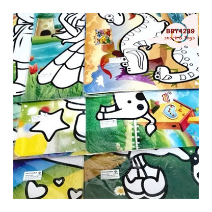 สติ๊กเกอร์โรยทราย  สติ๊กเกอร์ โรยทราย แผ่นใหญ่ ขนาด สูง 27.5กว้าง 20.5 cm ของเล่น 1 แผง 12 ชิ้น คละแ