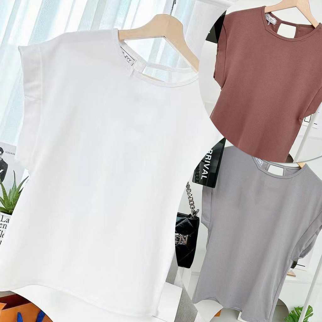 เสื้อยืดแขนล้ำ คอกลม ทรงสวย ผ้านุ่มหนากำลังดี ได้ทั้งลุคสบายๆ