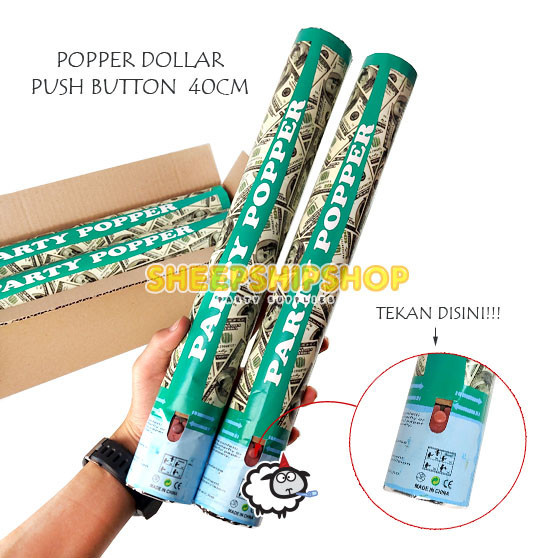 POPPER DOLLAR PUSH BUTTON 40 ซม. (JAVA ISLAND เท่านั้น) Party Popper Confetti Money งานแต่งงานวันเกิ