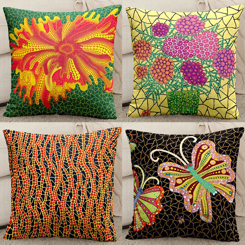 Yayoi Kusama Polka Dot Queen หมอนฟักทองปลอกหมอน 45 * 45 50 เบาะเอวหมอนสไตล์นอร์ดิกโซฟาเบาะหมอนลายสอง