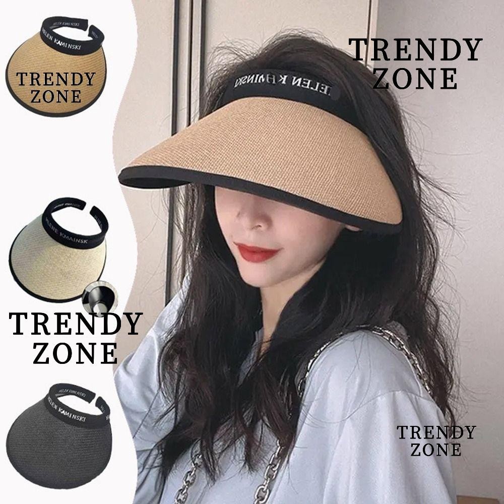 Trendyzone หมวกชายหาด พับได้ ปีกกว้าง ปรับได้ หมวกเปล่า ป้องกันรังสียูวี ม้วนเก็บได้ หมวกกีฬา ลําลอง ฤดูร้อน