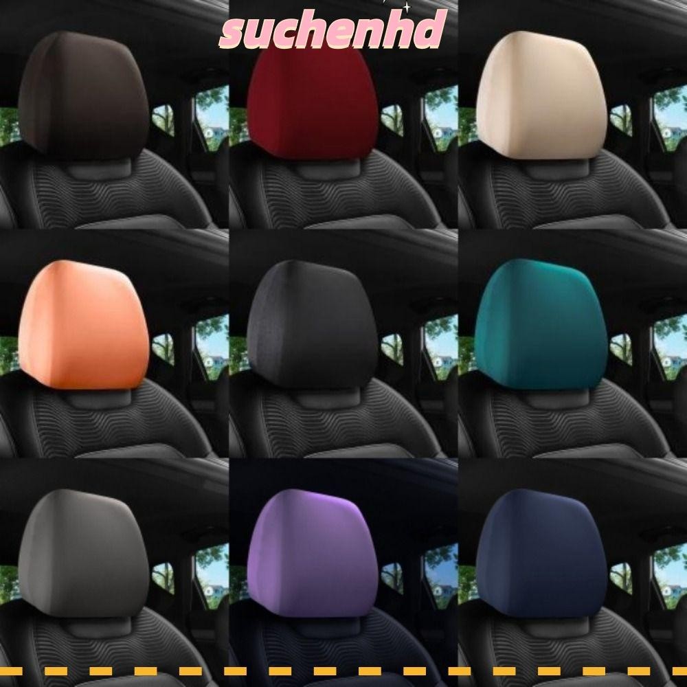 Suchenhd ผ้าคลุมหัวเบาะรถยนต์, ผ้าคลุมเบาะนั่ง ยืดหยุ่น, ผ้าคลุมเบาะนั่ง สากล ป้องกันสิ่งสกปรก สีพื้น กันลื่น อุปกรณ์ตกแต่งภายในรถ