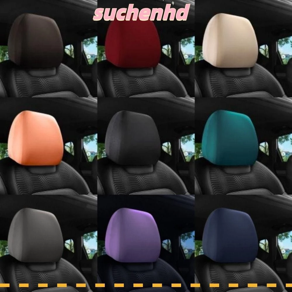 Suchenhd ผ้าคลุมหัวเบาะรถยนต์, ผ้าคลุมเบาะนั่ง ยืดหยุ่น, ผ้าคลุมเบาะนั่ง สากล ป้องกันสิ่งสกปรก สีพื้น กันลื่น อุปกรณ์ตกแต่งภายในรถ