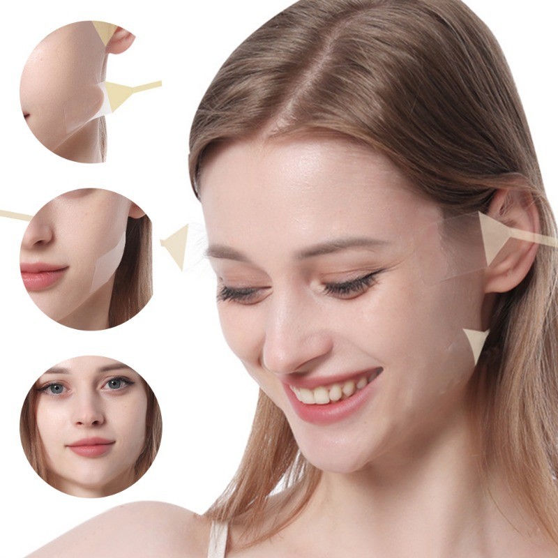 สติกเกอร์ใบหน้า แบบบาง มองไม่เห็น ​แผ่นแปะหน้าเรียว วีเชพ ยกกระชับใบหน้า - เทปกําจัดริ้วรอย ต่อต้านริ้วรอย - สําหรับใบหน้า คอ ตา คางคู่ - เครื่องมือแต่งหน้าเพื่อความงาม - รูปที่ 3