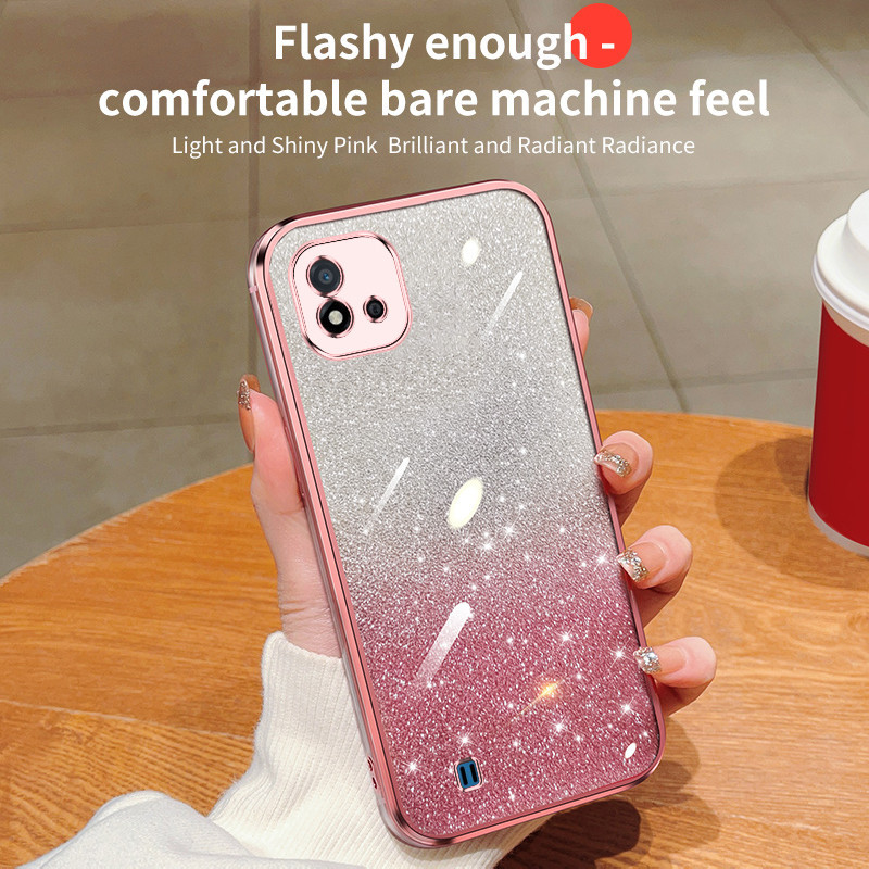 เคส Realme C20 C11 2021 การไล่ระดับสีชุบกรณีโทรศัพท์ป้องกันการตก
